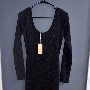 Miss Lola Black Glitter Long Sleeve jumpsuit